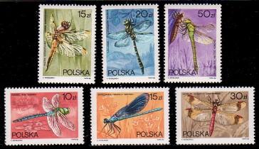 Poland Scott 2841-2846 MNH** 1988 Dragonfly set