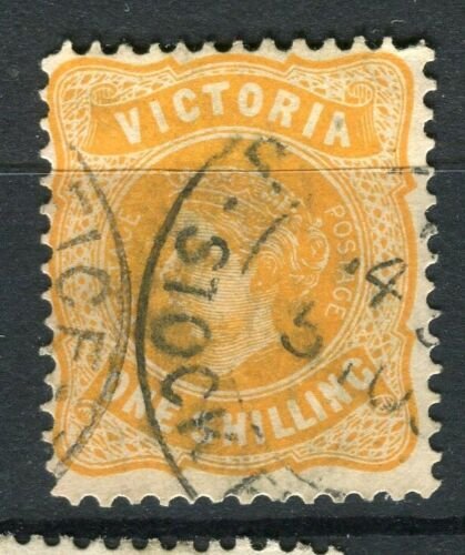 AUSTRALIA; VICTORIA 1890s early classic QV issue used Shade of 1s. value 