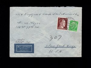 Germany WWII Judaica Sara Darmstadt to USA Cover German Frankfurt Censor 1941 1j