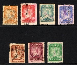 MEXICO Revenue Stamps GROUP{7} DOCUMENTOS LIBROS 1895-96 1c-1P PUEBLA etc MS4531