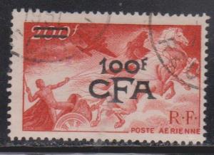 REUNION ISLAND Scott # C38 Used - CFA & New Value Overprint