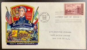 944 Staehle Multi-color Cachet New Mexico, Santa Fe Kearney Expedition FDC 1946  