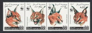 Somalia WWF Caracal Strip of 4v 1998 MNH