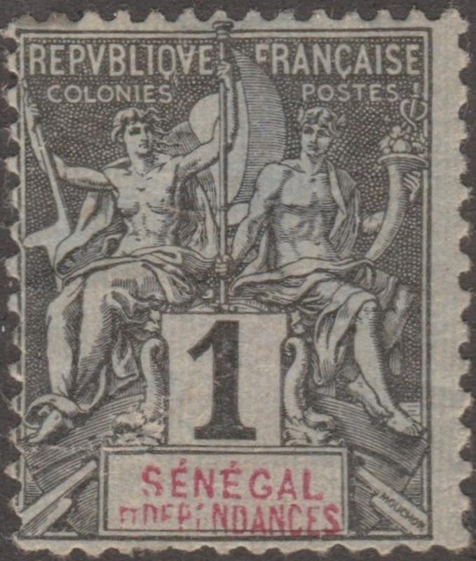 Senegal, stamp, Scott# 35, MH, Grey/black red letters,Perf 14.0 x 13.5,   #M480