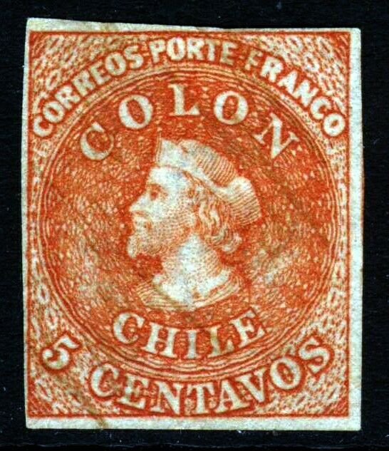 CHILE 1866-1867 5c. COLON Last SANTIAGO Printing Chile #13 Scott #14 SG 36 Wmk 3