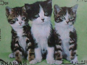 ​SHARJAH-1972 WORLD FAMOUS LOVELY CATS CTO SHEET-VF -WITH FIRST DAY  CANCEL