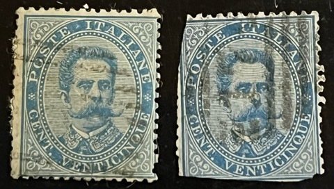 Italy Scott# 48 Used Avg Lot of 2 The Damaged stamp on Right is FREE Cat $6.50