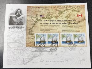 FDC 4074 Voyage Of Samuel De Champlain Sheet First Day Of Issue ArtCraft Cover