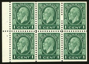 Canada #195b 1c Dark Green 1933 King George V XF *MLH* Booklet Pane of 6