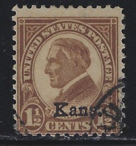 Scott # 659  Lot E246  1 1/2 Harding Kans. Overprint  Used