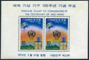 Korea South 858a sheet,MNH.Michel Bl.360. WMO-100,1973.Satellite. 