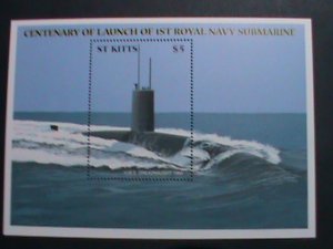 ST.KITTS-1960-CENTENARY LAUNCH OF 1ST ROYAL NAVY SUBMARINE MNH S/S SHEET-VF