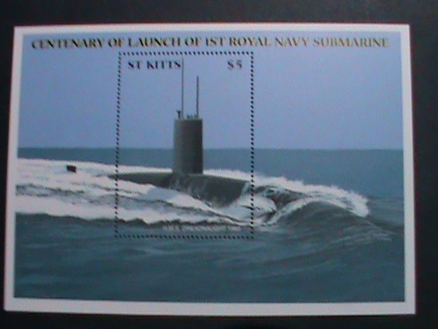 ST.KITTS-1960-CENTENARY LAUNCH OF 1ST ROYAL NAVY SUBMARINE MNH S/S SHEET-VF