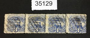 US STAMPS # 114 USED STRIP OF 4 LOT #35129