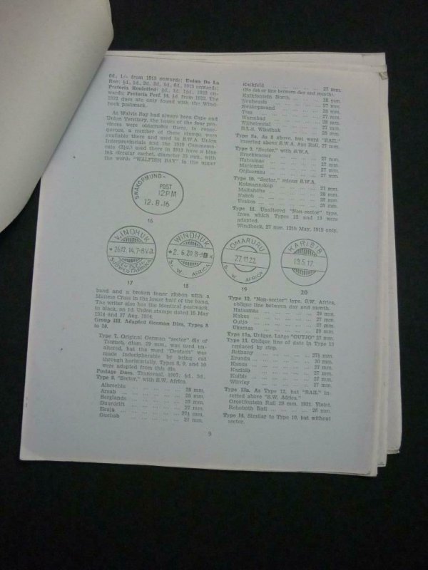 'OCCUPATIONAL' POSTMARKS MANDATED TERRITORY OF SW AFRICA-PHOTOCOPY by SIMENHOFF