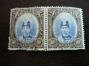 Stamps - Malaya Kedah - Scott# 46 - Used Pair of Stamps