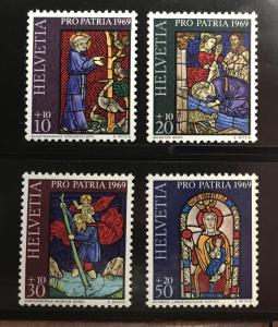 Switzerland 1969 Pro Patria sc B382-385 stained glass windows mnh