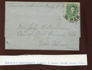 Confederate States 1 Used Stamp on  Cover with Nice Cancel (CSA1-CVR A4)