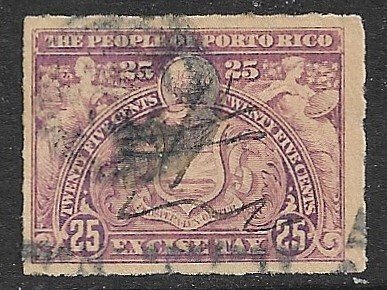 PUERTO RICO 1902-13 25c Lilac Excise Tax Revenue R21d Used