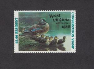 WV2hn - West Virginia State Duck Stamp.Hunter Type Non Resident Single. MNH. OG.