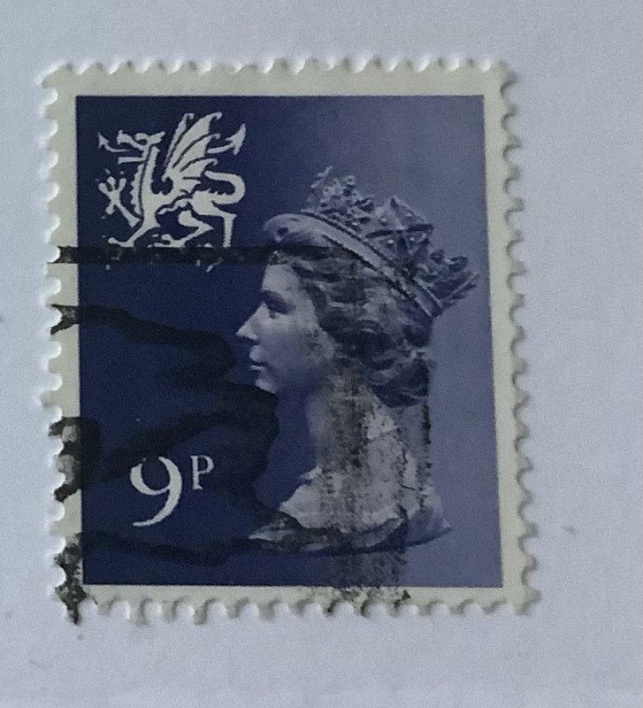 GB Wales & Monmouthshire 1978 Scott WMH12 used - 9p, Queen Elizabeth II