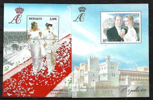 MONACO STAMPS 2SOUV. SHEETS  2011,  MNH