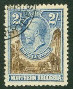 SG 11 Northern Rhodesia 1925. 2/- brown & ultramarine. Very fine used CAT £48