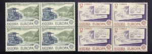 Andorra Spanish   #111-112  MNH  1979  Europa  postal history in blocks of 4