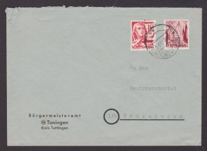 GERMANY 1949 Württemberg French zone, Cover from Tuningen