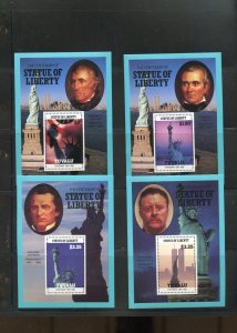 TUVALU SET OF 8 STATUE OF LIBERTY CENTENARY & PRESIDENTS DELUXE S/S MINT NH