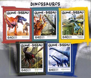 A7589 - GUINE BISSAU - MISPERF ERROR Stamp Sheet - 2017 - Dinosaurs-