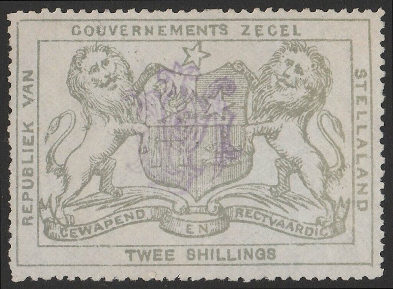 BECHUANALAND - STELLALAND 1886 Arms Revenue 2/- slate-grey, with monogram h/s.