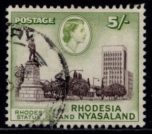 RHODESIA & NYASALAND QEII SG29, 5s deep chocolate & yellow-green, FINE USED.