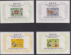 Sc# 664a / 667a Korea 1969 Fable issue S/S souvenir sheets 1st set MNH CV $58