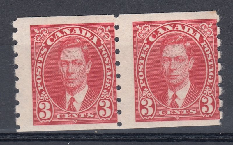 Canada MINT OG PAIR Scott #240 3 cent carmine GKVI COIL HCV