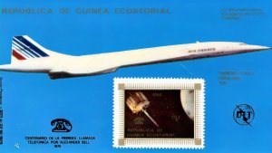 Equatorial Guinea 1976 Concorde/Space Souvenir Sheet Type 2  U.I.T.Emblem  MNH