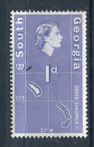 SOUTH GEORGIA; 1963 early QEII Fauna issue Mint hinged 1d. value