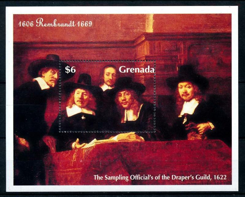 [100168] Grenada 1993 Art Painting Rembrandt De staalmeesters Sheet MNH