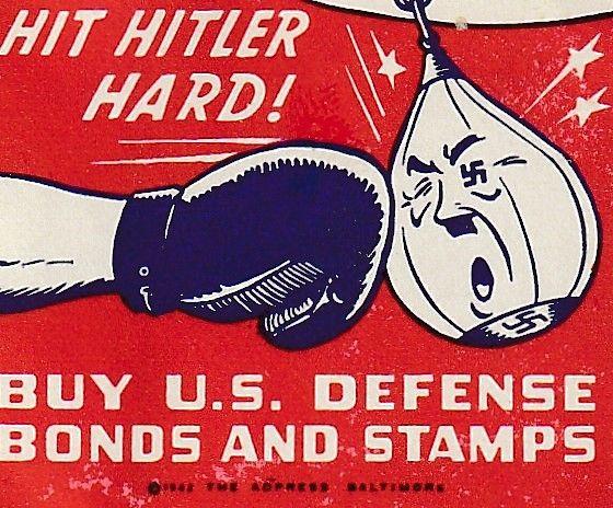 Great WW2 Hit Hitlet Hard US Poster Stamp. 1942. 50x42mm