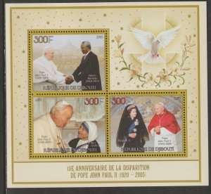 POPE JOHN PAUL II  perf sheet containing three values mnh