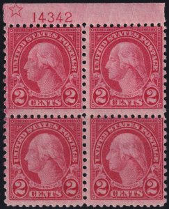 #579 Mint NH, Fine+, Plate number block of 4, star (CV $900) (CV $140 - ID519...
