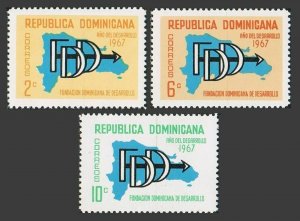 Dominican Rep 633-635, MNH. Michel 894-896. Development Year 1967. Map, emblem.