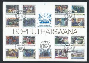 BOPHUTHATSWANA SC#139//159 1ST DAY SHEET 2.1 FVF/CTO 1985-91