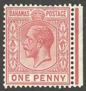 Bahamas Sc# 50 MH (a) 1912-1919 1p carmine rose George V