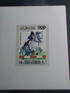 ​OMAN-1968 OLYMPIC GAMES MEXICO'68 -HORSE RIDING MNH IMPERF: S/S VERY FINE