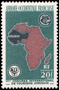 French West Africa #75  MNH - Tourism Map of Africa (1958)