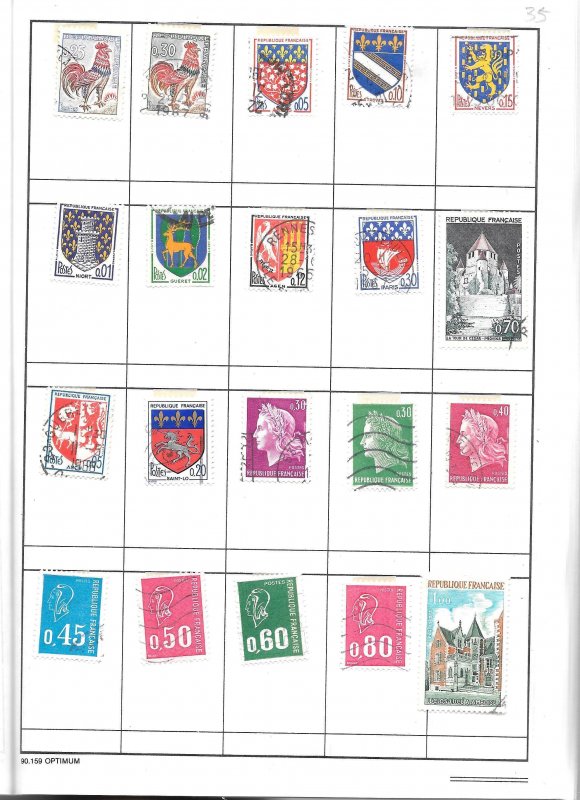 France #Z135 Mixture Page of 20 stamps.  Collection / Lot