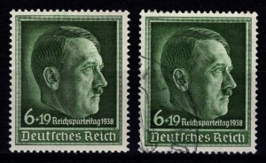 Germany 1938 Nuremberg & Hitler Culture Fund, 6pf + 19pf [Unused / Used]