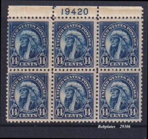 BOBPLATES US #565 American Indian Top Plate Block F19420 F-VF MNH SCV=$120 *
