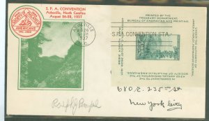 US 797 1937 10c Great Smoky Mountains Souv. Sheet on an addressed FDC with a Grandy Cachet